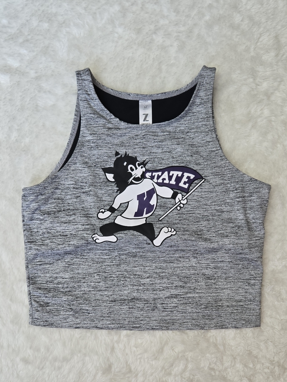 Zoozatz KSU Wildcats Cropped Tank Top, Womens Medium